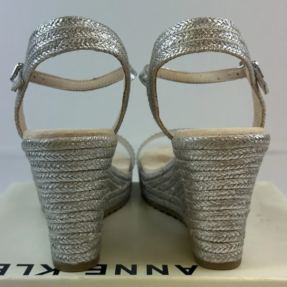 Anne Klein Shoes Women's Wella Wylie Rhinestone Sandal Platinum Size 10